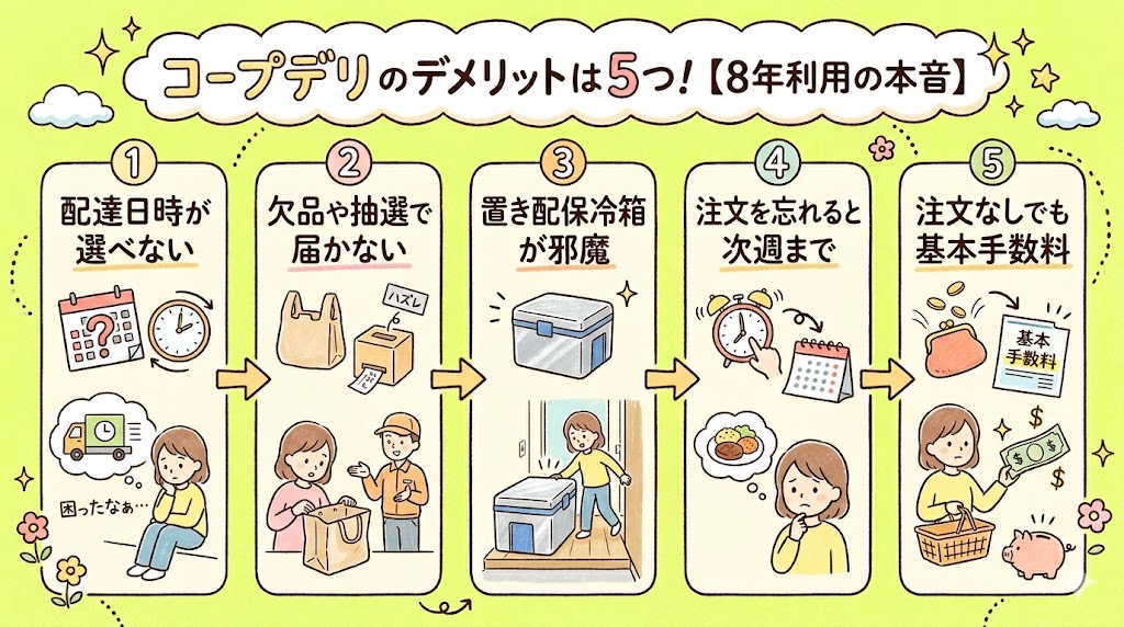 コープデリデメリット5つを示した図解