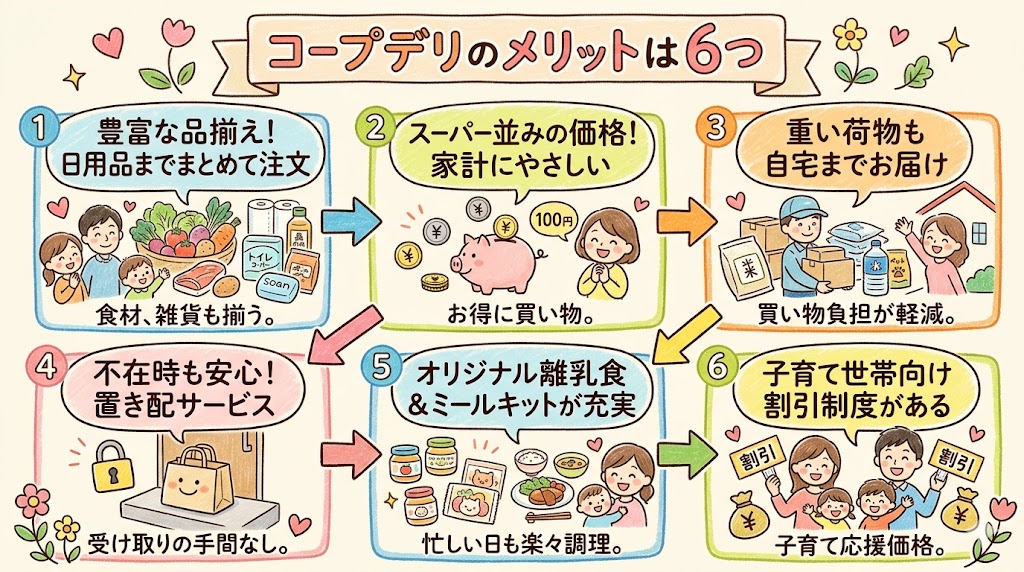 コープデリのメリット6選。品揃え、安さ、置き配、子育て割引など。