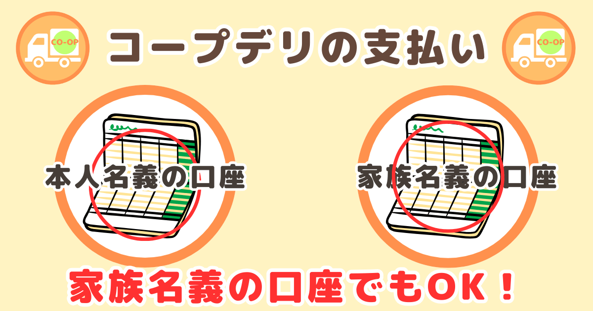 コープデリの支払い方法：家族名義の口座もOK