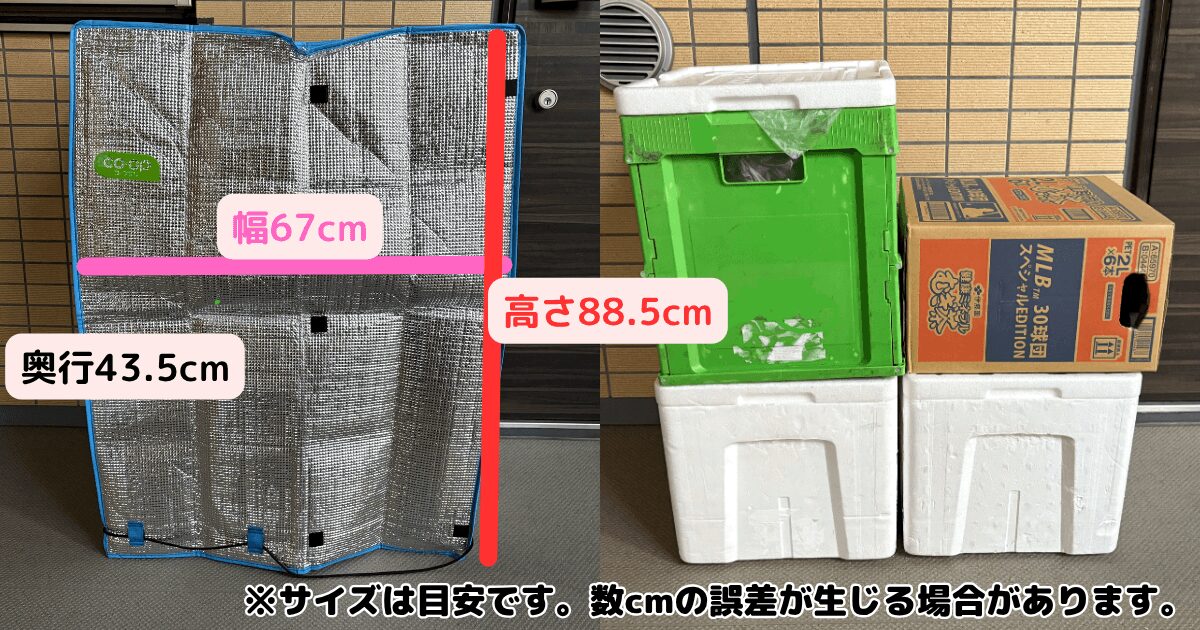 コープデリ置き配：コープデリカバーサイズ感