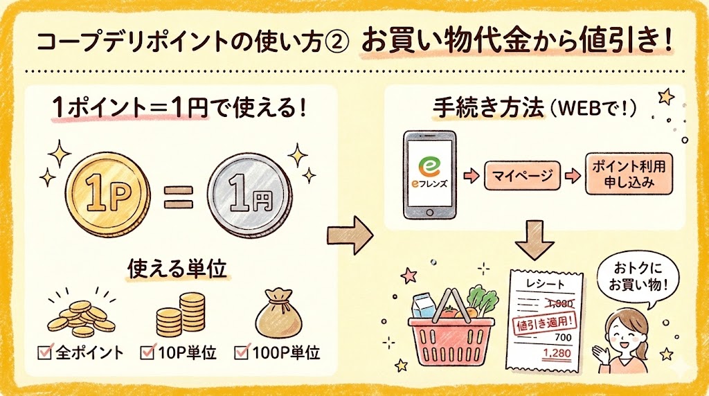 コープデリポイントの使い方：買い物代金として精算