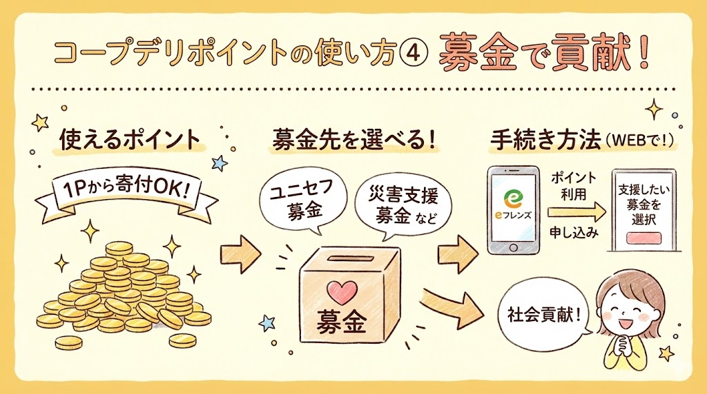 コープデリポイントの使い方：募金する