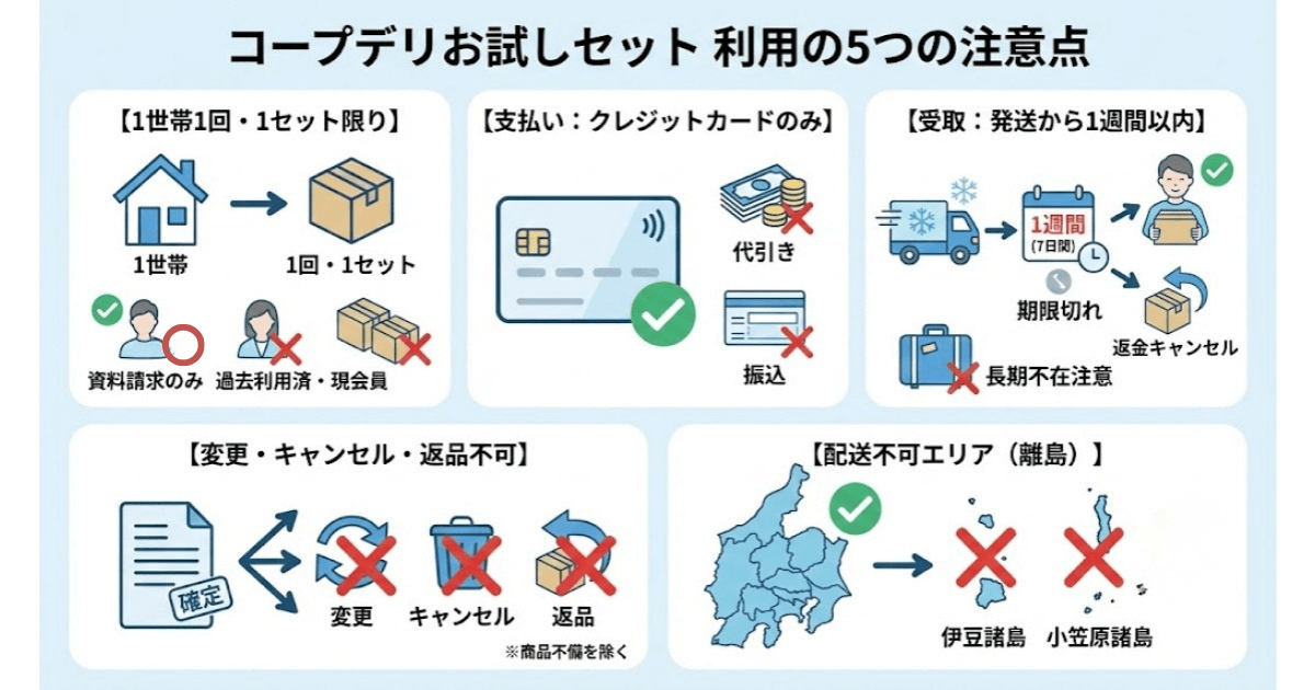 コープデリお試しセット5つの注意点