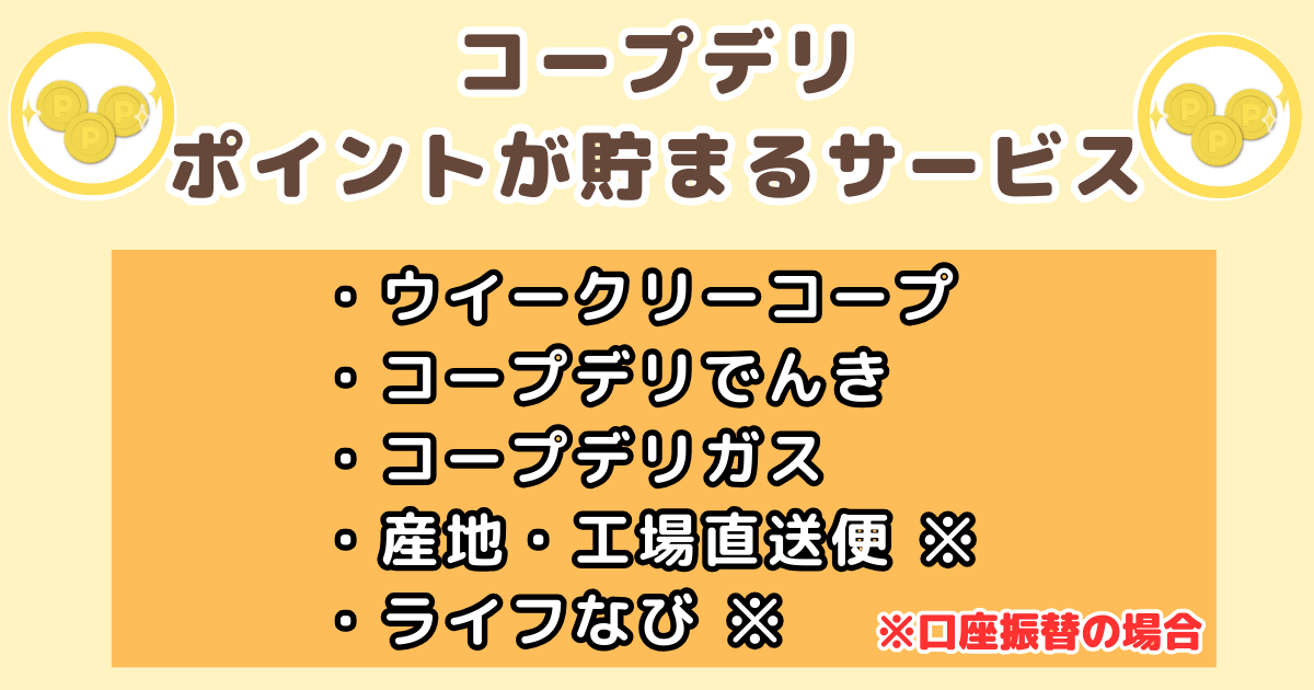コープデリポイント貯め方貯まるサービス一覧