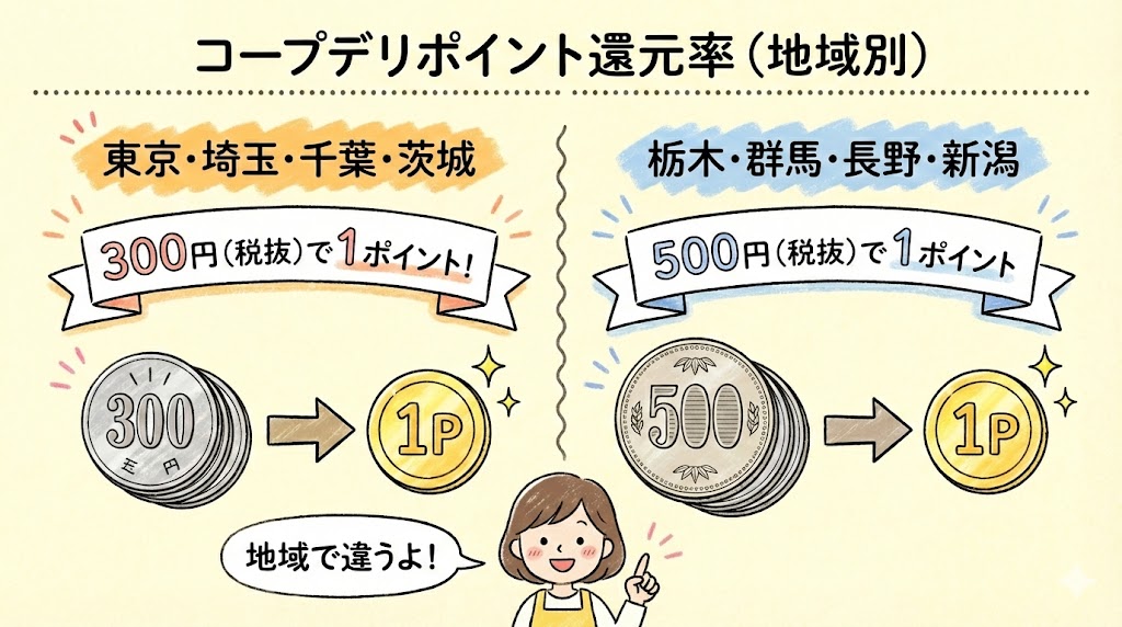 コープデリポイント貯め方：ポイント還元率