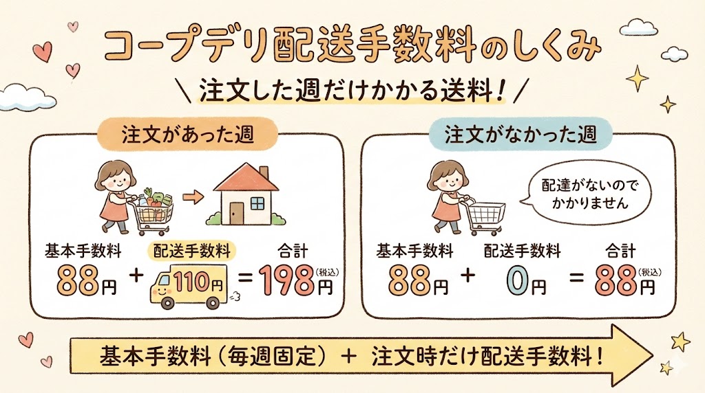 コープデリ配送手数料を説明した図解