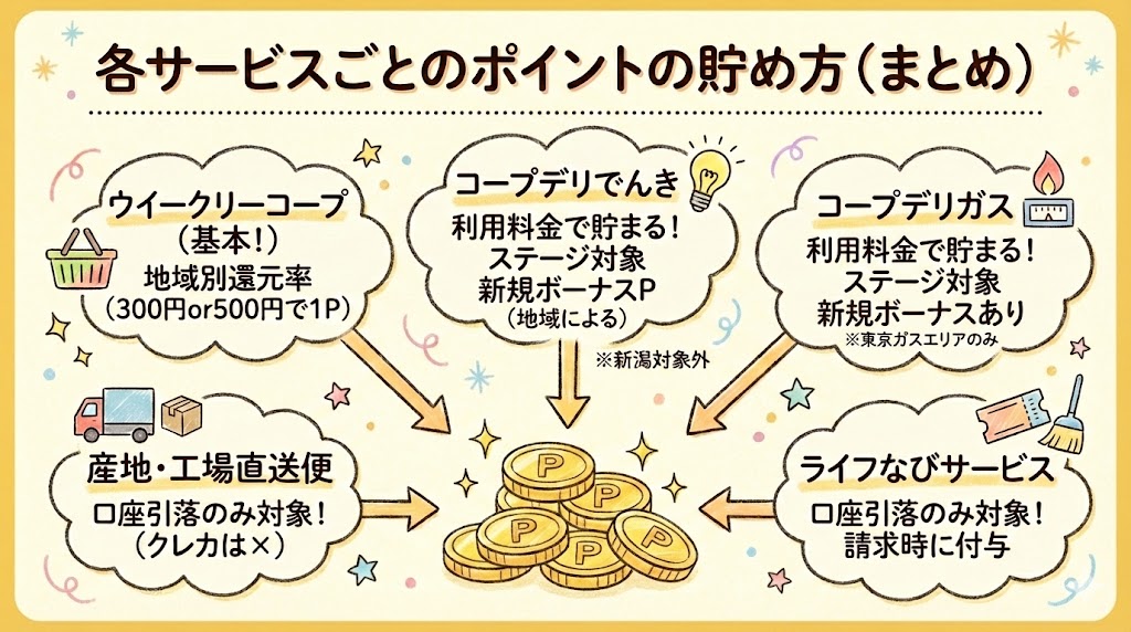 各サービスごとのポイントの貯め方