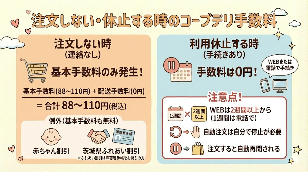 コープデリ注文しない時の手数料は基本使用料のみ