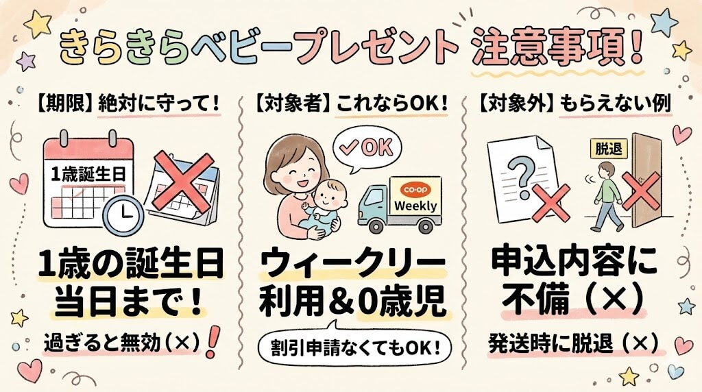 コープデリのきらきらプレゼントの注意点は3つ