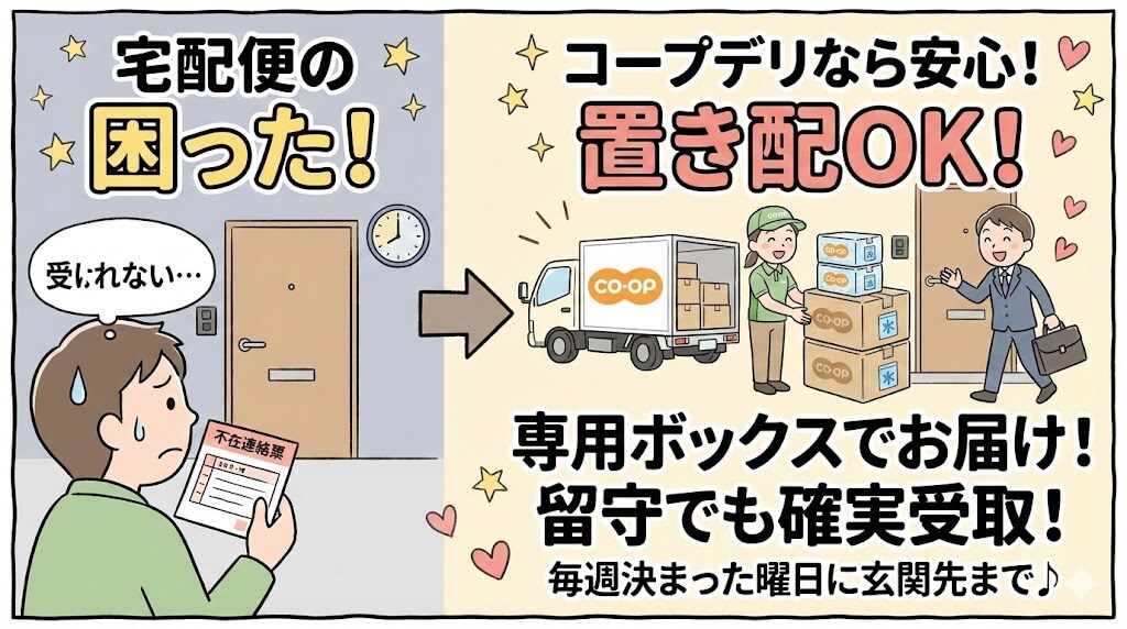 コープデリの子育て世帯にうれしいメリット：置き配サービスで不在でも大丈夫