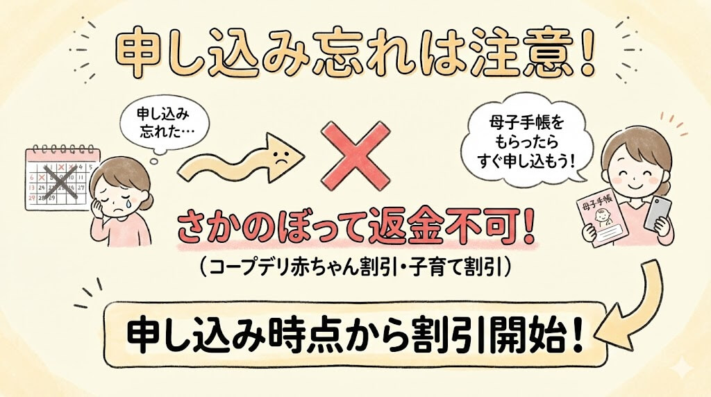 コープデリの赤ちゃん割引は遡って請求できないので注意