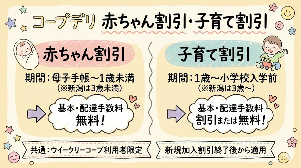 コープデリの赤ちゃん割引・子育て割引の内容