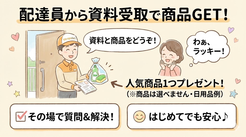 コープデリ資料請求：担当者から資料を受け取る