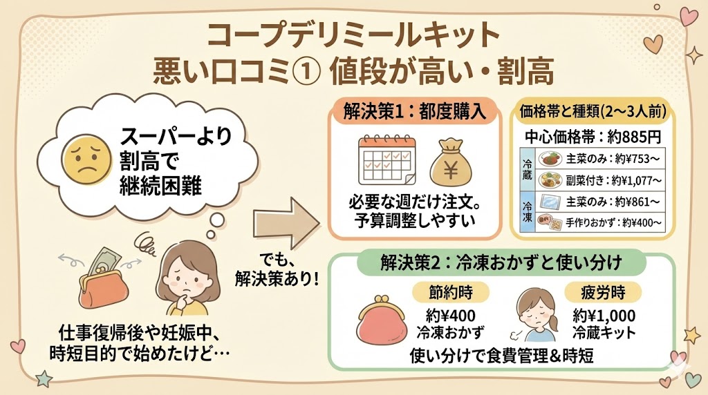 コープデリミールキット悪い口コミ：値段が高い割高