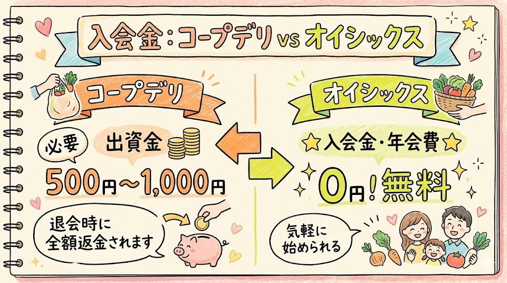 コープデリとパルシステム入会金の比較