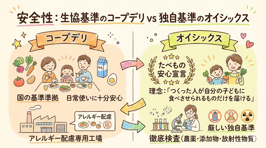 コープデリとオイシックスの安全性基準の比較