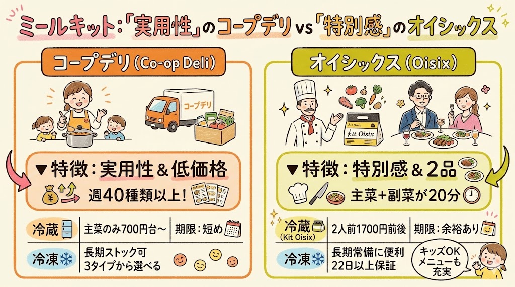 コープデリとオイシックスのミールキット比較