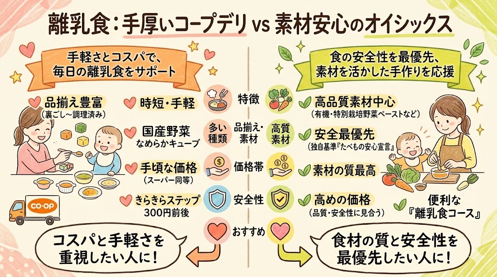 コープデリとオイシックスの離乳食比較