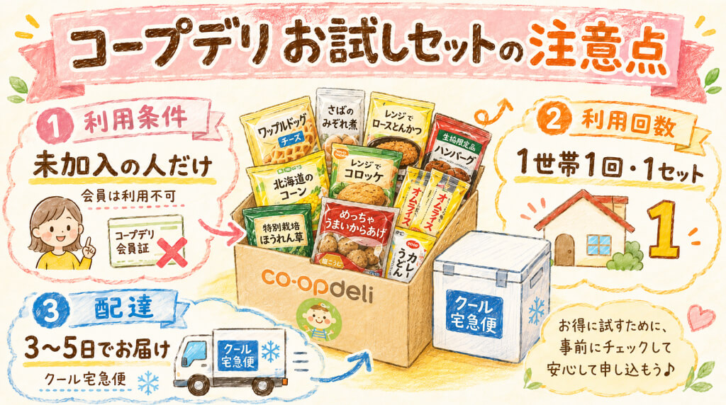コープデリお試しセットを申し込む際の注意点