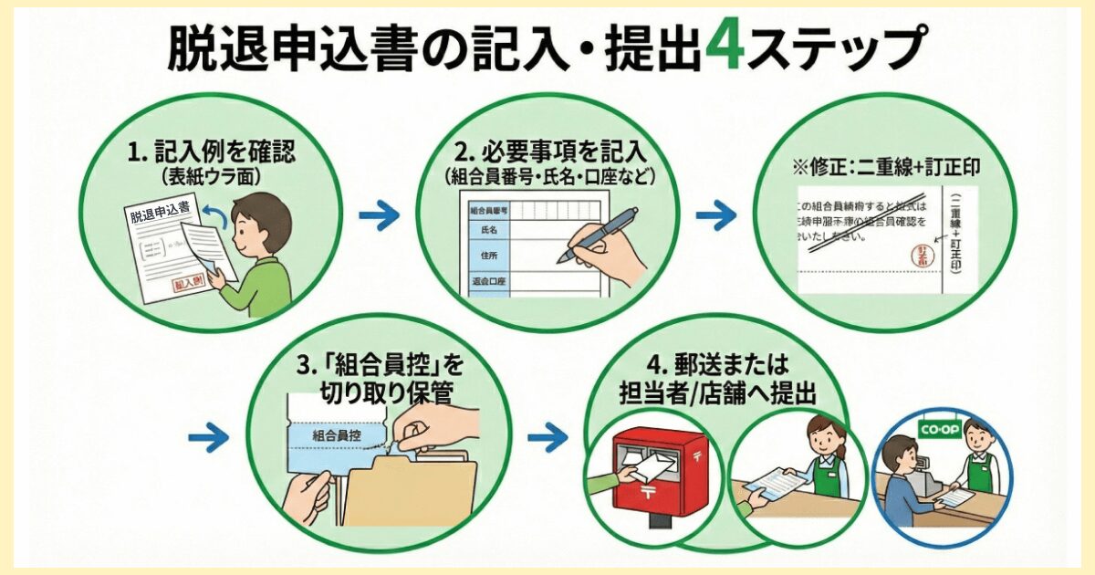 コープデリ解約：脱退申込書記入方法