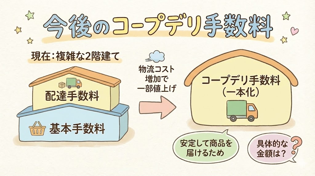 今後のコープデリ手数料の仕組みを示した図解