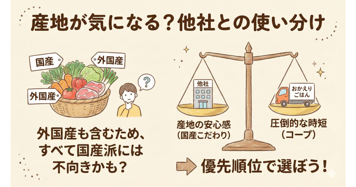 コープデリのおかえりごはんの産地について説明した図解
