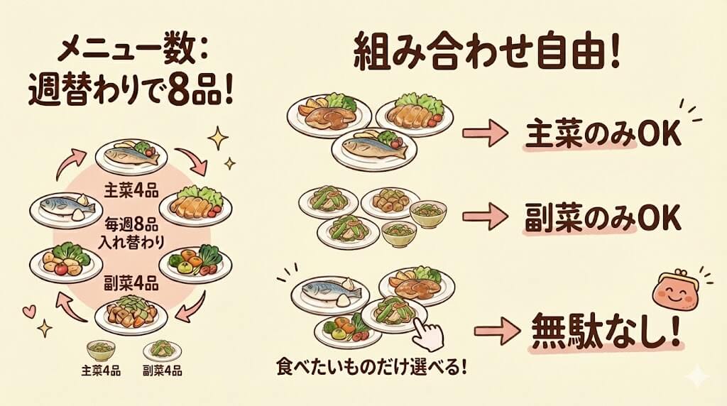 コープデリのおかえりごはんは毎週8つの商品を販売
