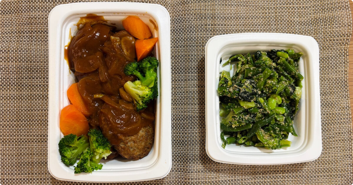 コープデリおかえりごはん:ハンバーグとごまあえ