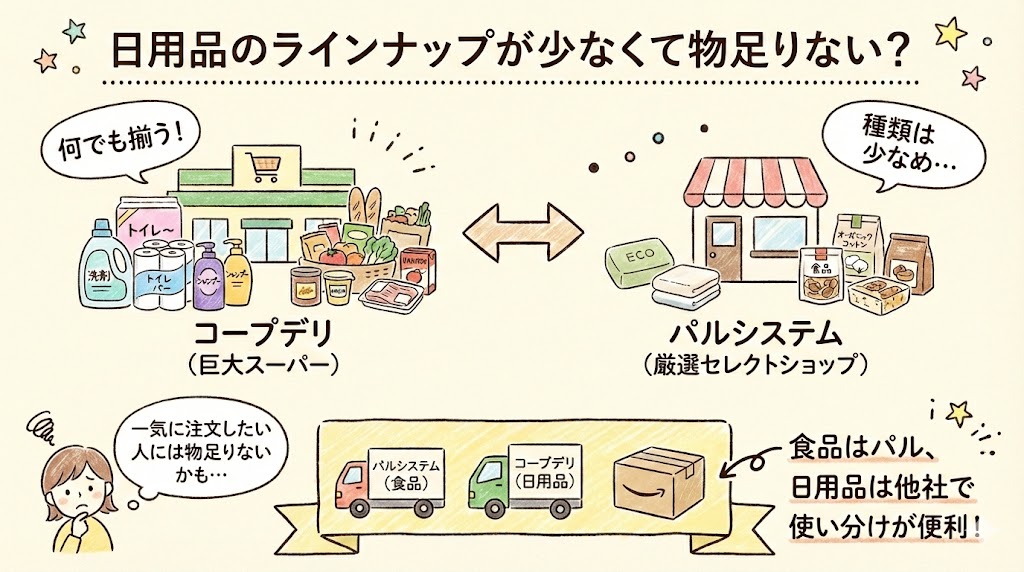 パルシステムお試しセット気になるポイント：日用品が少ない