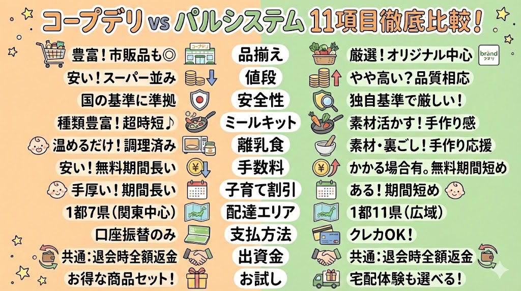 コープデリとパルシステムの違い11個を徹底比較