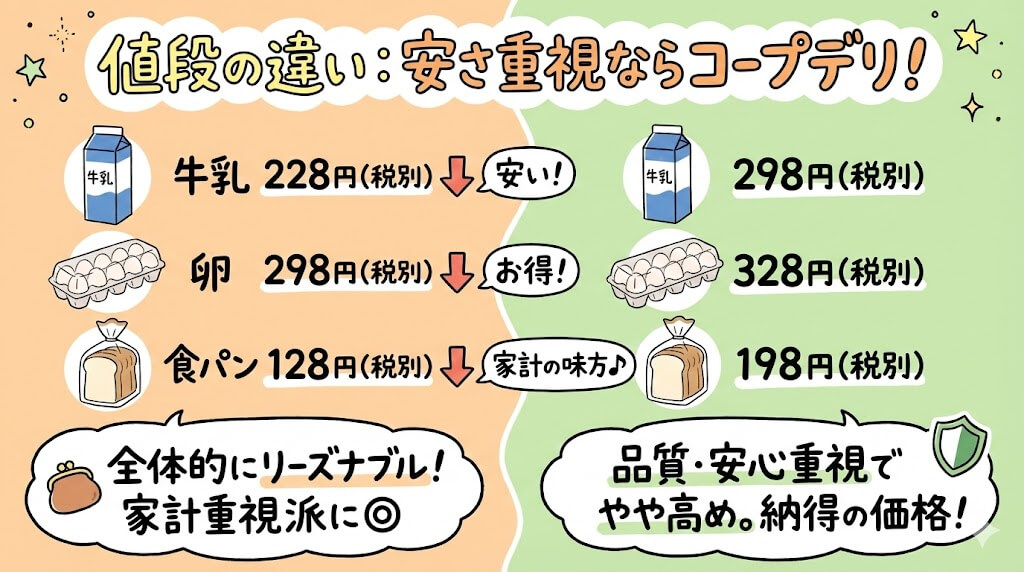 コープデリとパルシステム：値段の違い 