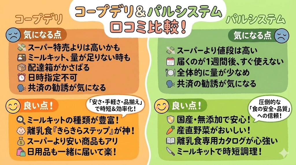 コープデリとパルシステムの悪い口コミ・良い口コミ