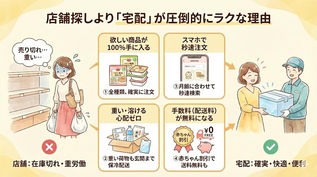 コープ離乳食は店舗で買うより宅配がラクな理由