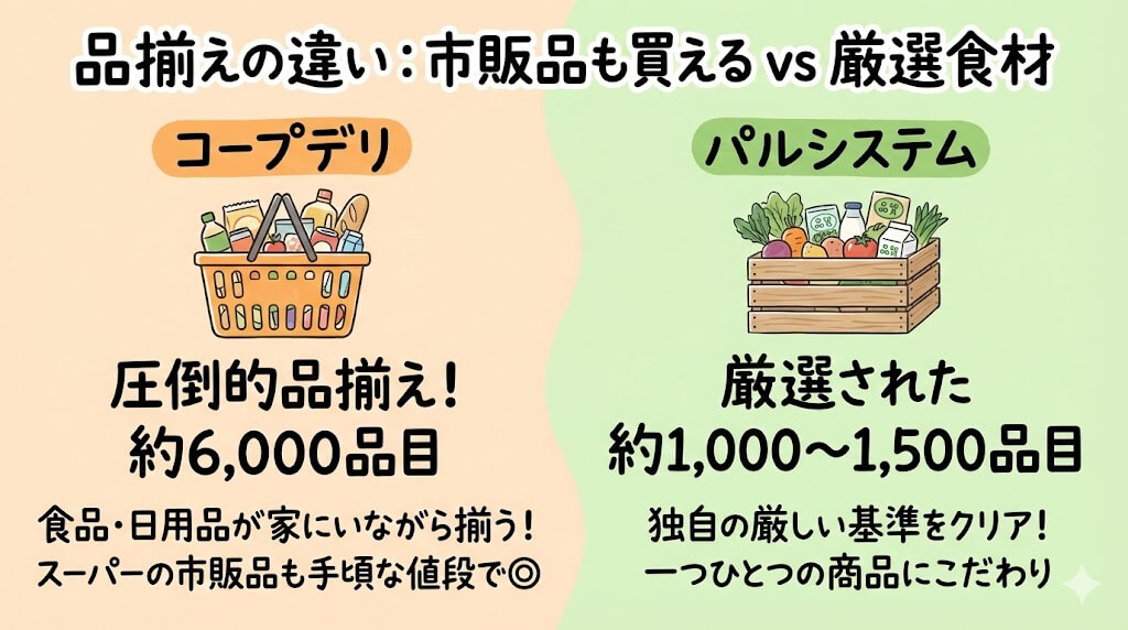 コープデリとパルシステムの違い:品揃え