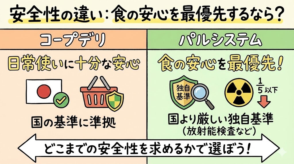 コープデリとパルシステムの違い:安全性