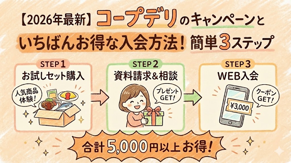 【2026年最新】コープデリのキャンペーンと一番お得な入会方法！5,000円得する3ステップ