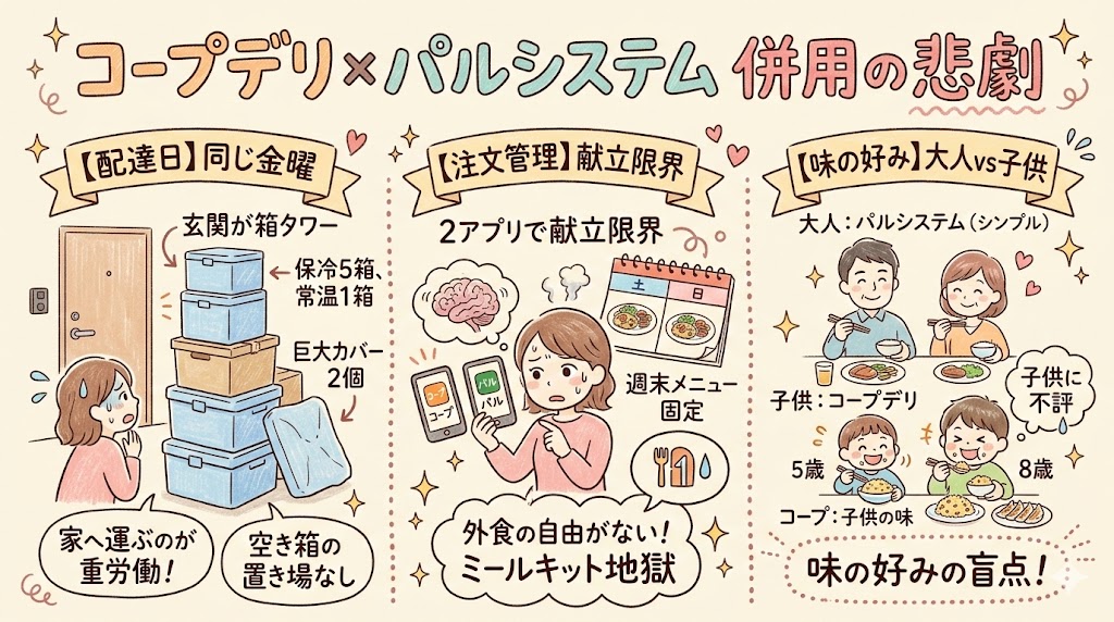 コープデリとパルシステムを併用した悲惨なリアルとデメリット