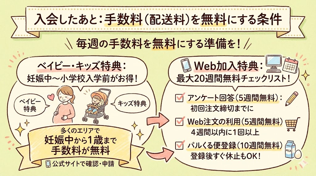 入会したあと：手数料（配送料）を無料にする条件