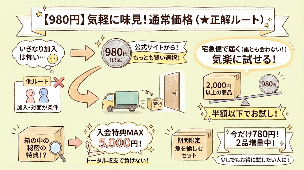 【980円】気軽に味見したいなら通常価格でお試しセットをかうのがおすすめ