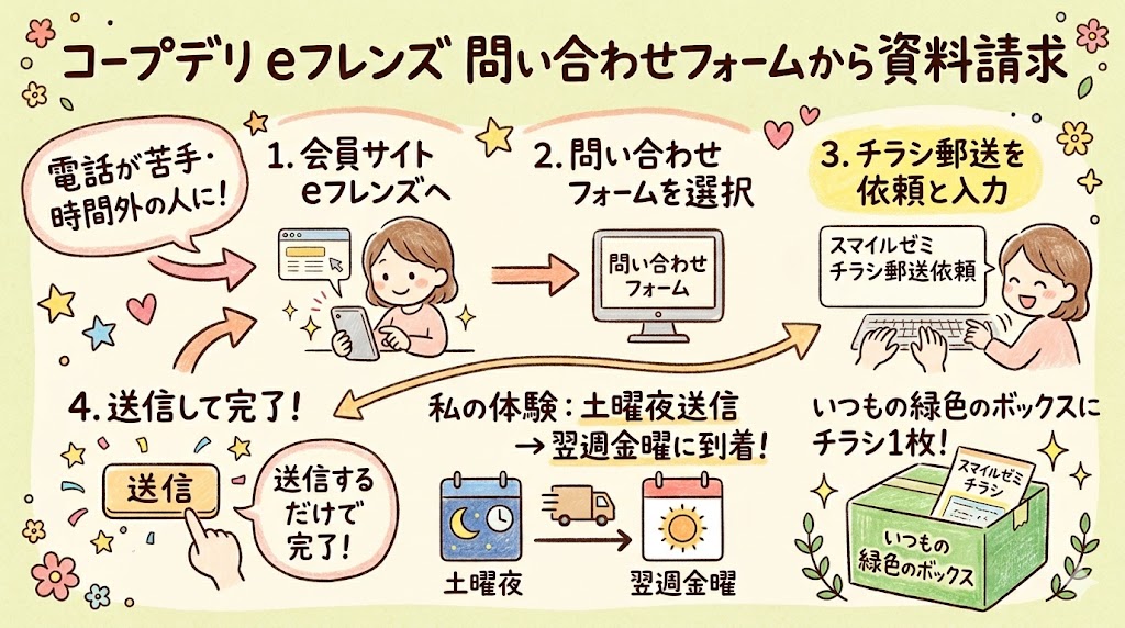 コープデリのeフレンズからスマイルゼミの資料請求をする手順