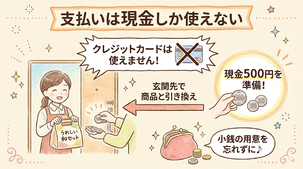 ワンプレートセットの注意点：現金払いのみ