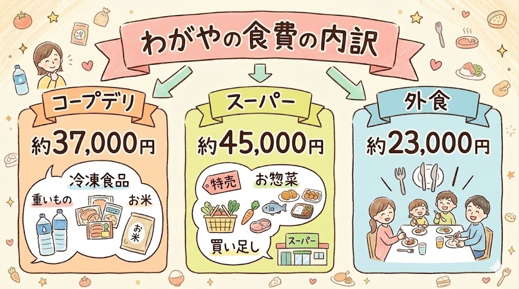 コープデリ スーパー 外食 食費内訳