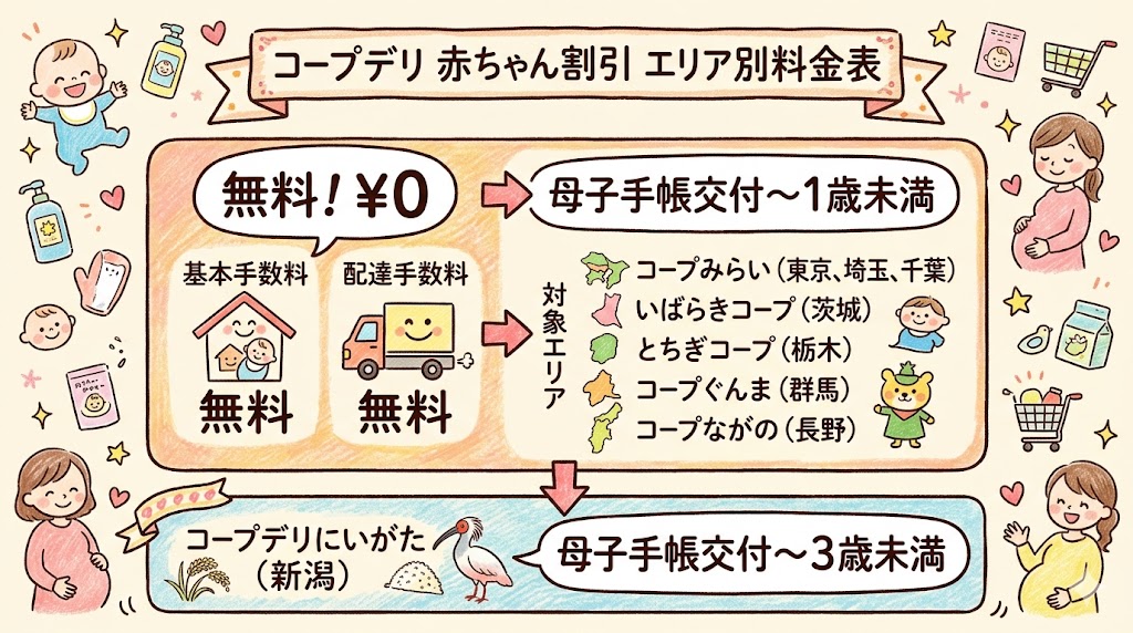 コープデリ地域別の赤ちゃん割引の内容
