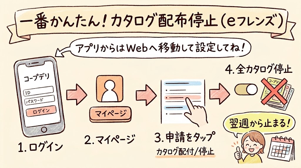 コープデリのカタログ停止はeフレンズが簡単