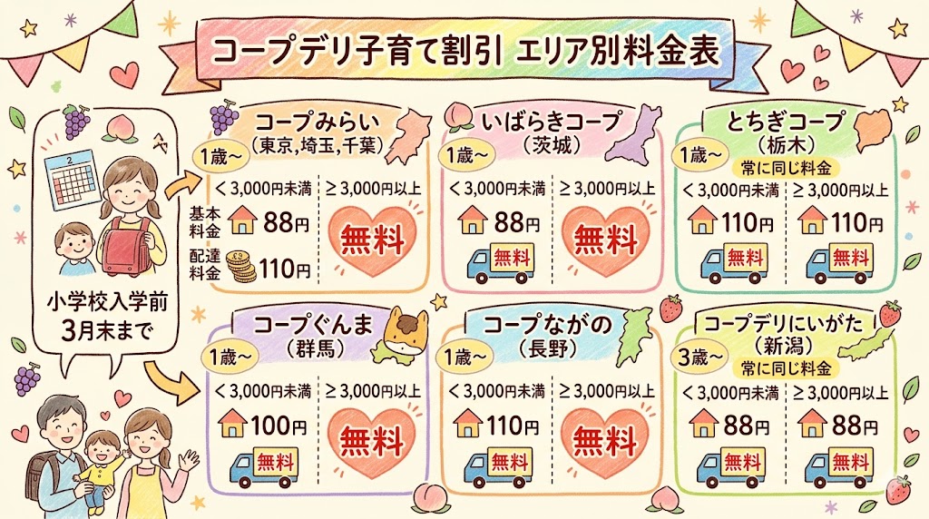 コープデリの地域別子育て割引の手数料