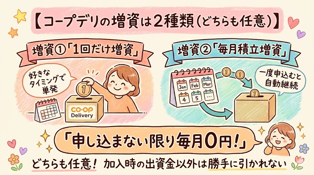 コープデリの増資方法は2種類