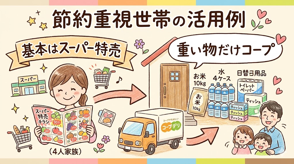 コープデリの月額シミュレーション：節約重視世帯の活用例