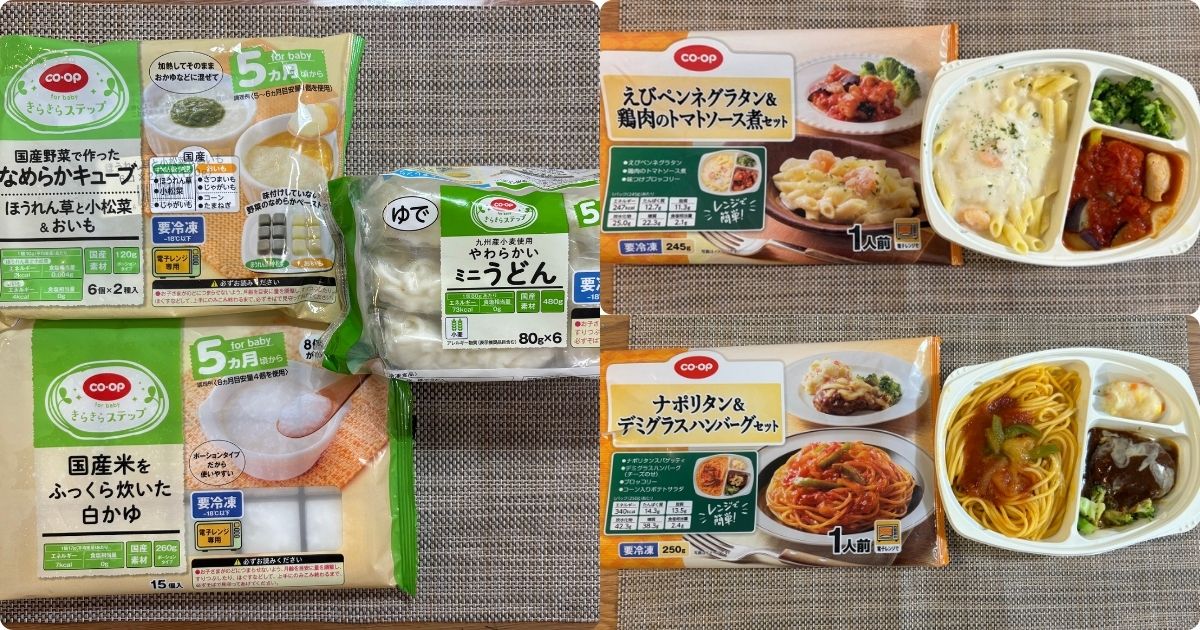 500円で頼めるコープデリお試しセットのかんたん離乳食＆ランチセット全5品（離乳食3品と大人用の食事2品）