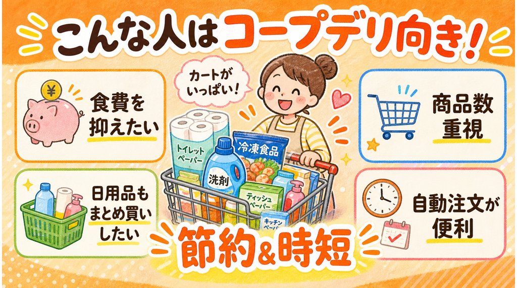 コープデリを続けたほうがよい人の特徴をまとめた画像