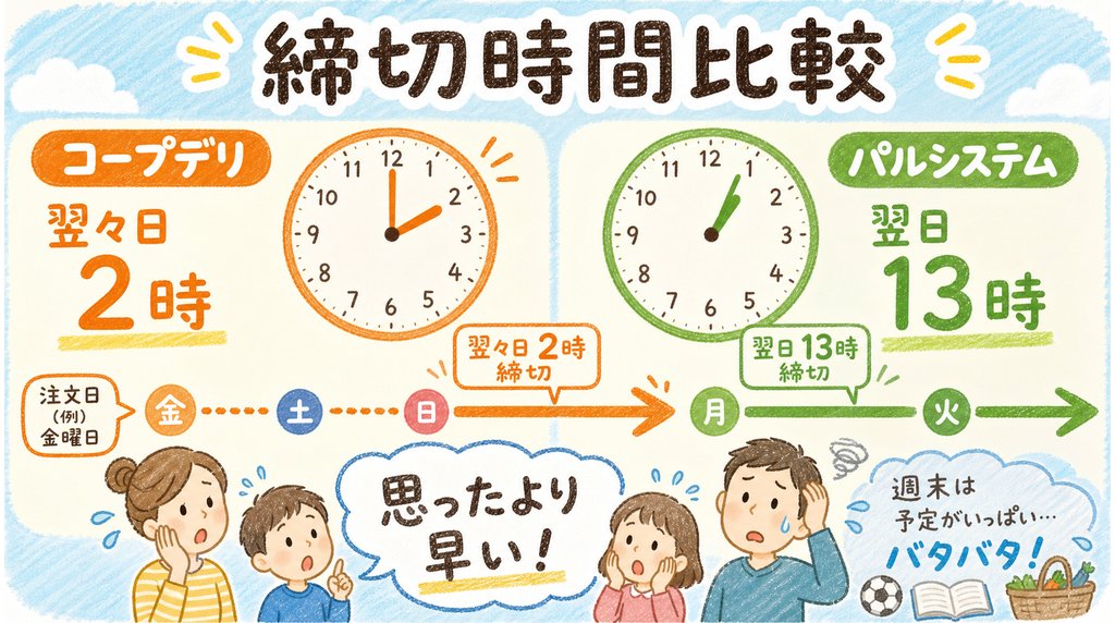 注文締切が早い点を説明するブログ用画像